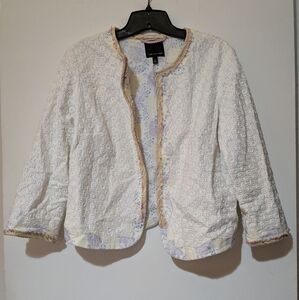 The Limited White Textured Blazer with Pastel Accents